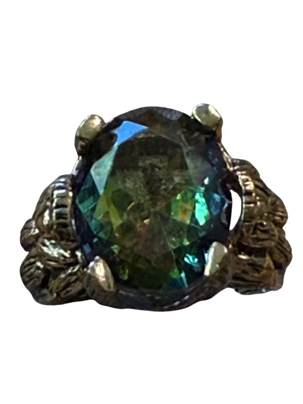 Adjustable Vintage Style Mystic Topaz Ring Intricate Copper Setting